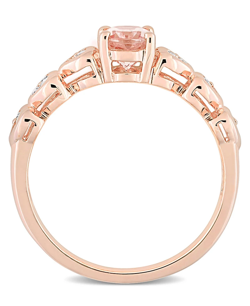 Morganite (3/4 ct. t.w.) and White Topaz (1/6 Rose Gold Plated Silver, Oval Heart Ring