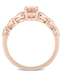 Morganite (3/4 ct. t.w.) and White Topaz (1/6 Rose Gold Plated Silver, Oval Heart Ring