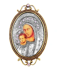 14K Gold-Dipped and Silver-Tone Purple Crystal Enamel Iconica Mary Brooch
