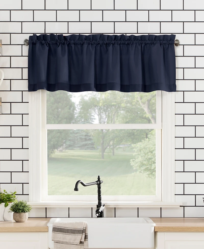 Martine Microfiber Semi-Sheer Rod Pocket Kitchen Curtain Valance Tiers Set