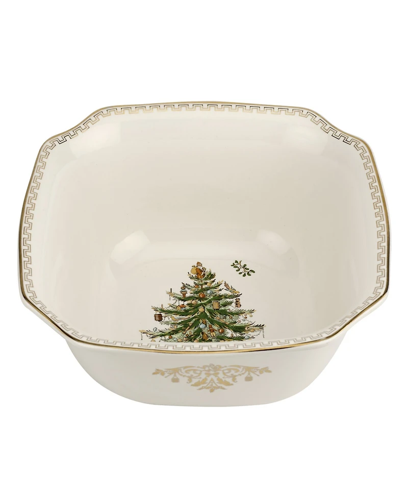 Christmas Tree Gold Square Bowl