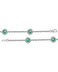 Sapphire (7/8 ct. t.w.) & Diamond (1/4 Halo Chain Link Bracelet 14k White Gold (Also Ruby Emerald)