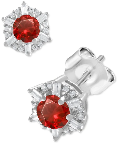Sapphire (5/8 ct. t.w.) & Diamond (1/10 Stud Earrings 14k White Gold (Also Emerald Ruby)