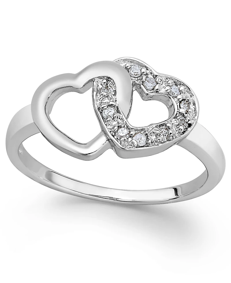 Diamond Double Heart Ring Sterling Silver (1/10 ct. t.w.)