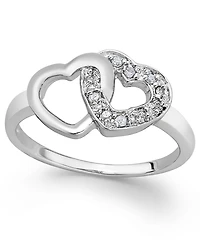 Diamond Double Heart Ring Sterling Silver (1/10 ct. t.w.)