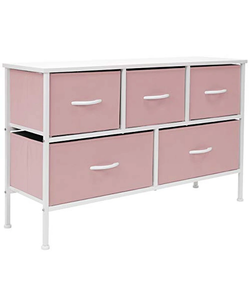 Sorbus 5 Drawers Dresser- Storage Unit with Steel Frame, Wood Top, Fabric Bins - for Bedroom, Closet, Office and more