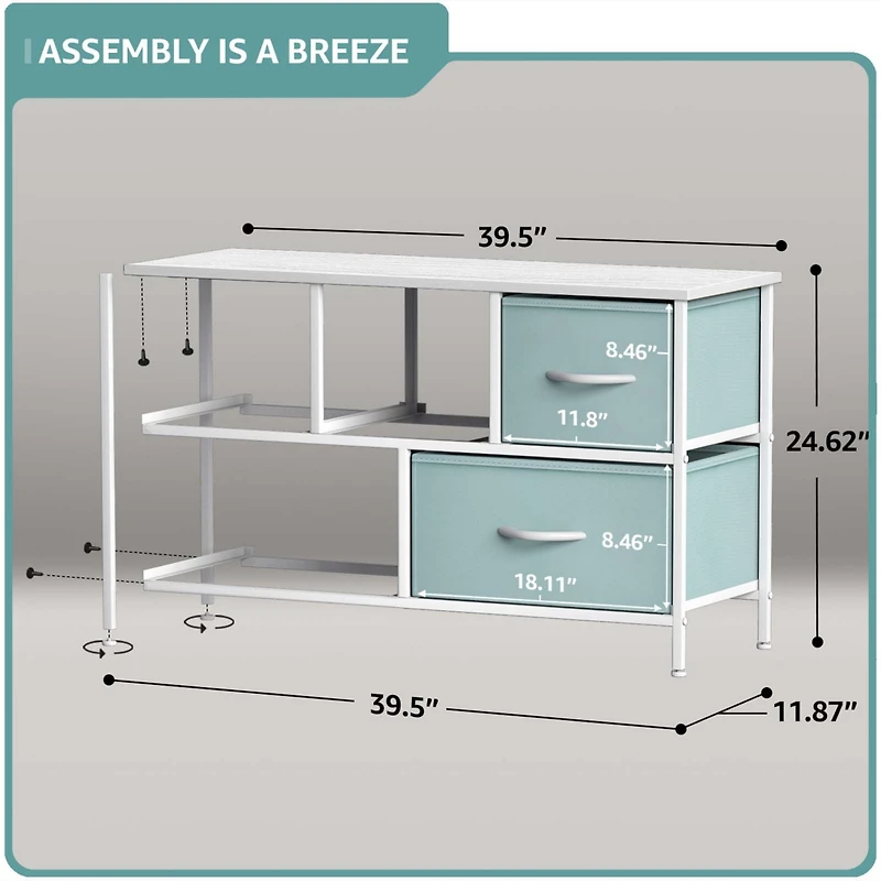 Sorbus 5 Drawers Dresser- Storage Unit with Steel Frame, Wood Top, Fabric Bins - for Bedroom, Closet