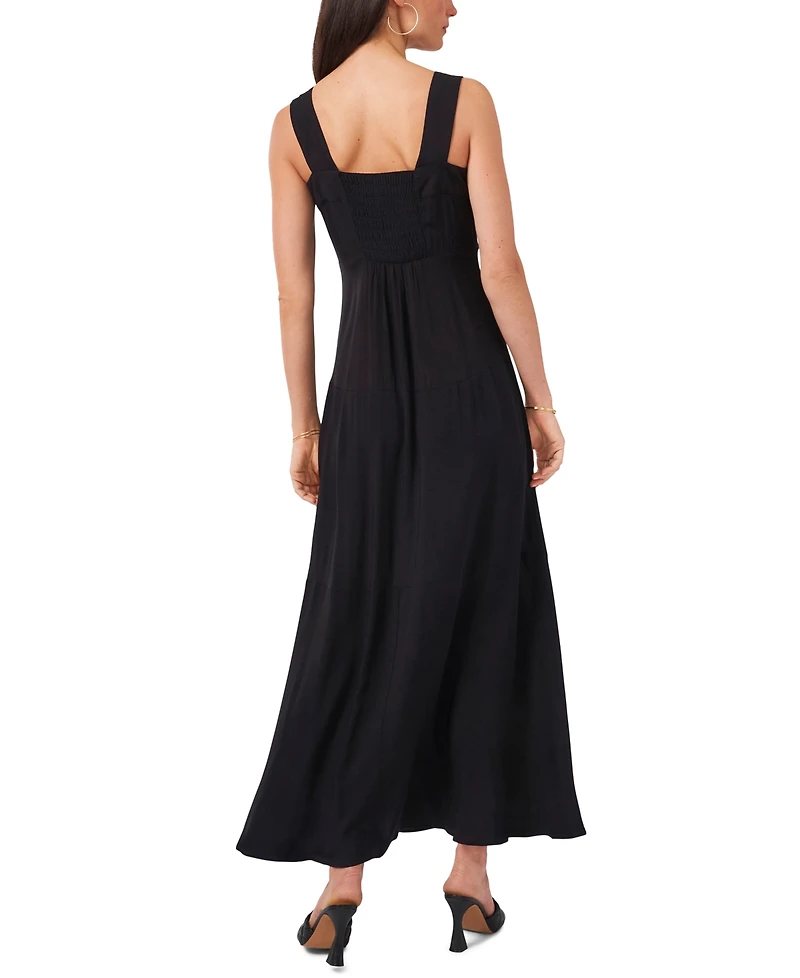 Vince Camuto Women's Challis Square-Neck Smocked-Back Sleeveless Maxi Dress