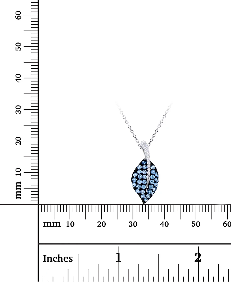 Cubic Zirconia Leaf 18" Pendant Necklace Sterling Silver
