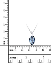 Cubic Zirconia Leaf 18" Pendant Necklace Sterling Silver
