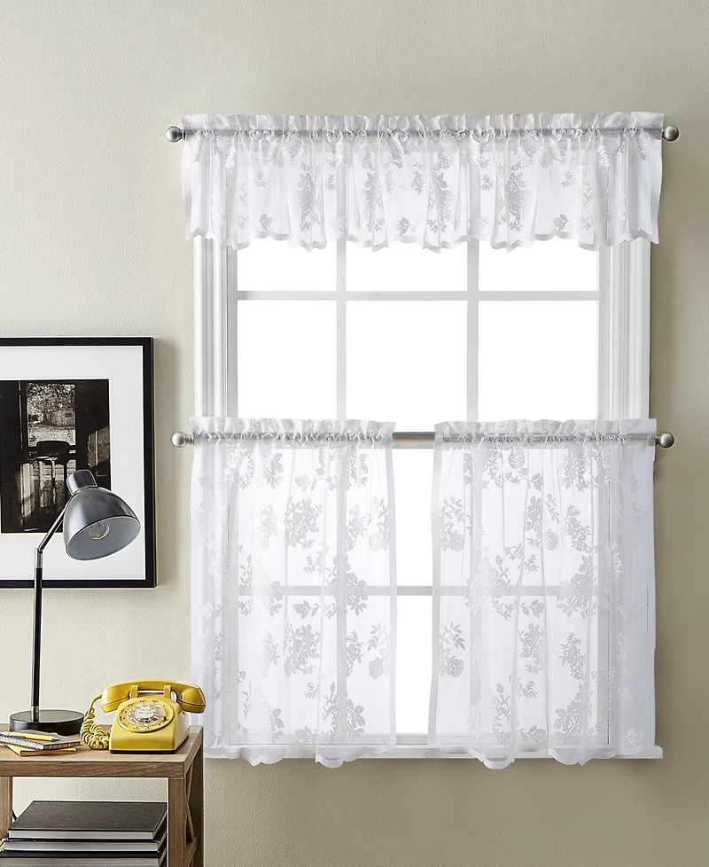 Curtainworks Sibella Lace 36" x 56" Tailored Tier, Set of 2