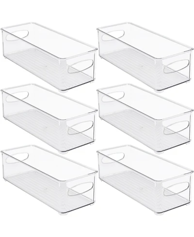 Sorbus 6 Pack Narrow Stackable Clear Storage Bins with Handles- for Kitchen Pantry, Freezer & Fridge Organization