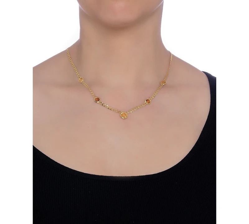 Citrine Bezel 18" Statement Necklace (3 ct. t.w.) in 14k Gold-Plated Sterling Silver