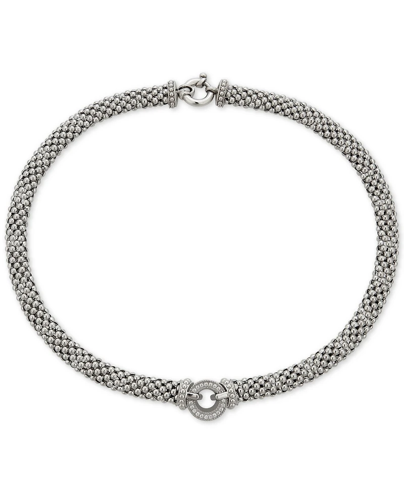 Diamond Circle Mesh 17" Statement Necklace (1/3 ct. t.w.) in Sterling Silver