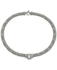 Diamond Circle Mesh 17" Statement Necklace (1/3 ct. t.w.) in Sterling Silver