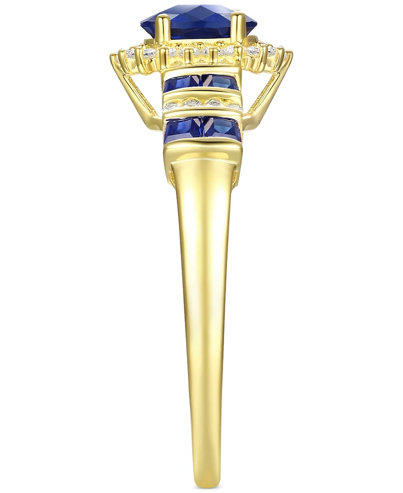 Sapphire (1 ct. t.w.) & Diamond (1/8 ct. t.w.) Ring (Also in Emerald & Ruby) in 14k Gold