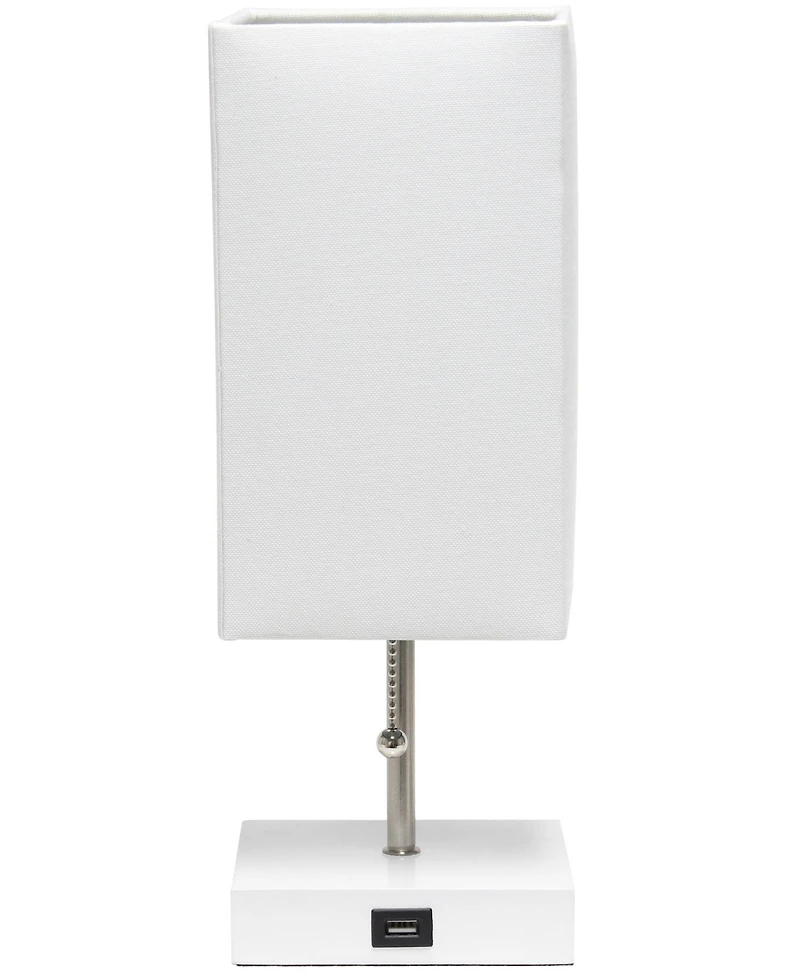 Simple Designs Petite Stick Lamp with Usb Charging Port and Shade