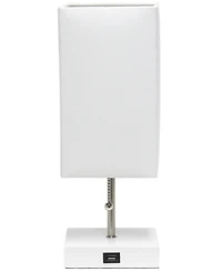 Simple Designs Petite Stick Lamp with Usb Charging Port and Shade