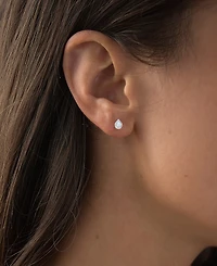 Lab-Grown Opal (1/10 ct. t.w.) & White Sapphire (1/6 Pear Halo Stud Earrings