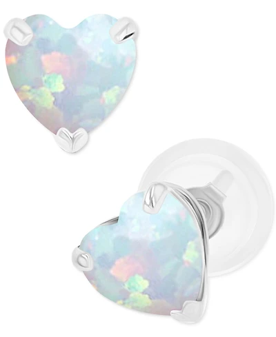 Lab-Grown Opal Heart Stud Earrings (3/8 ct. t.w.) Sterling Silver