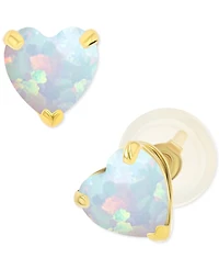Lab-Grown Opal Heart Stud Earrings (3/8 ct. t.w.) in Sterling Silver