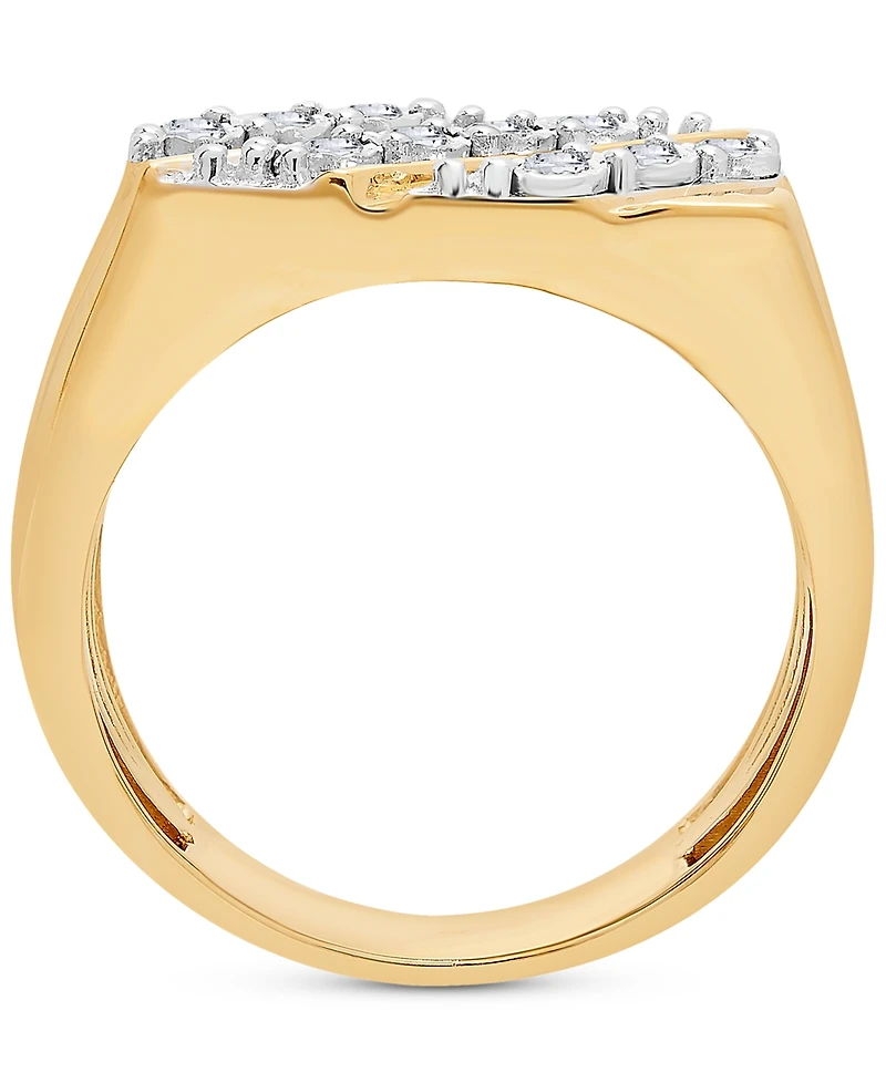 Men's Diamond Diagonal Cluster Ring (1/4 ct. t.w.) in 14k Gold-Plated Sterling Silver