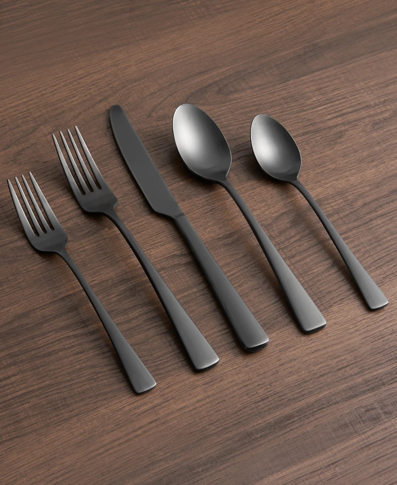 Cambridge Silversmiths Cerys Black Satin 20-Piece Flatware Set, Service for 4