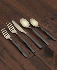 Cambridge Silversmiths Beacon Two Tone Black-Gold Satin 20-Piece Flatware Set, Service for 4