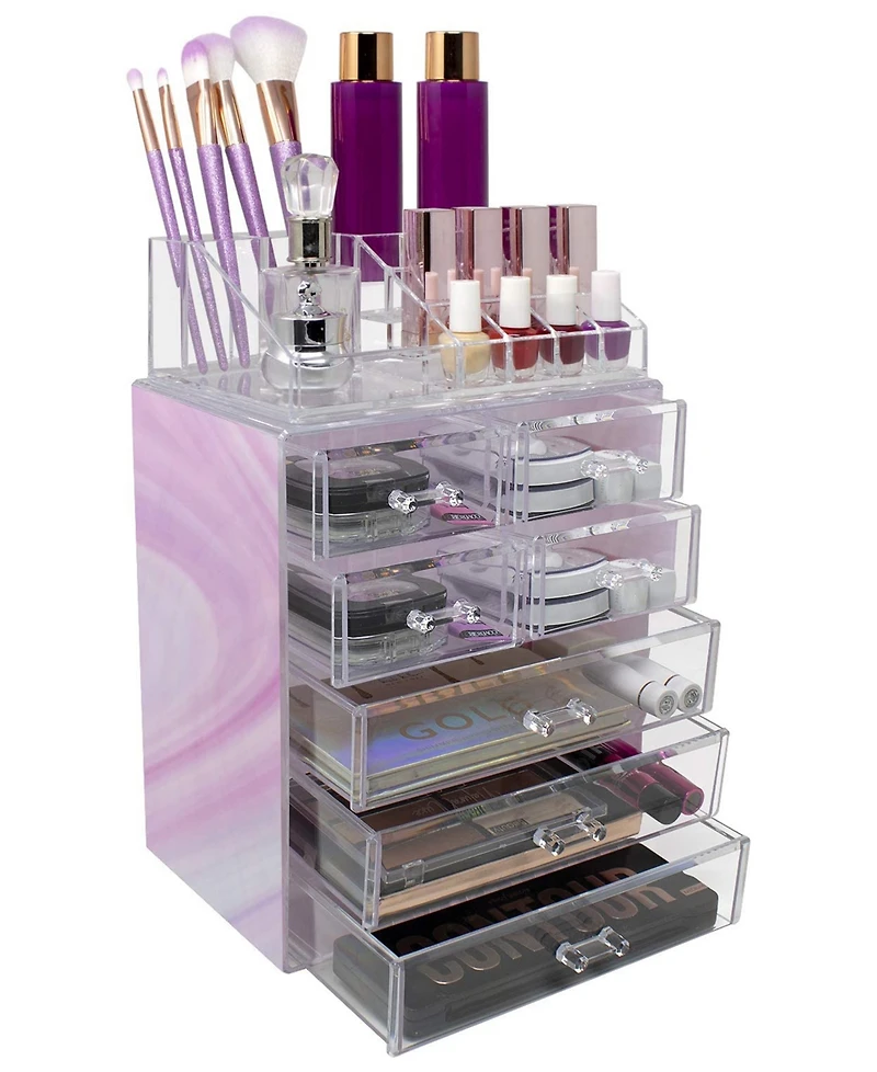 Sorbus Medium Tie-Dye Makeup Organizer Set - (3 Large / 4 Small Drawers/Top Tray)