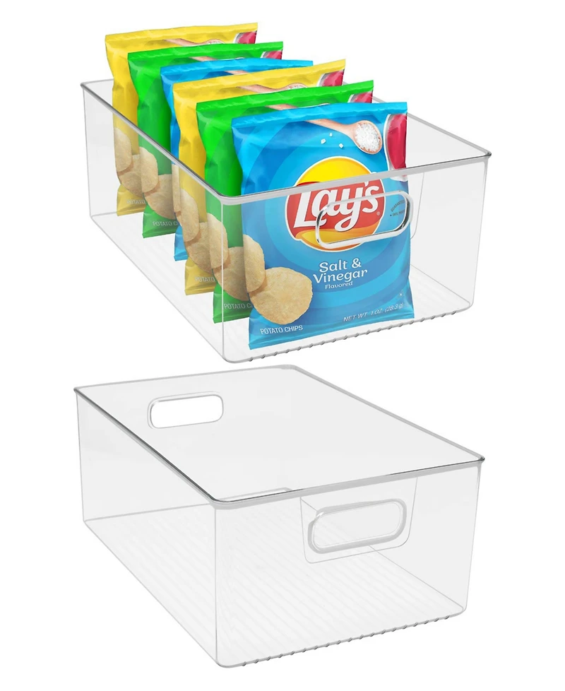Sorbus 3 Pack Large Clear Plastic Container Bins - Great for Organizing the Kitchen, Fridge, Pantry and More