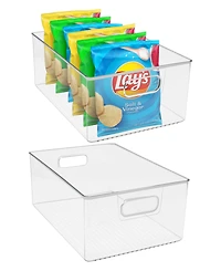 Sorbus 3 Pack Large Clear Plastic Container Bins - Great for Organizing the Kitchen, Fridge, Pantry and More