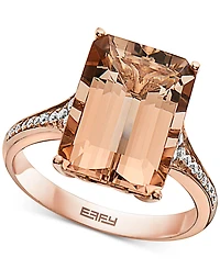 Effy Morganite (7-1/3 ct. t.w.) & Diamond (1/8 ct. t.w.) Ring in 14k Rose Gold