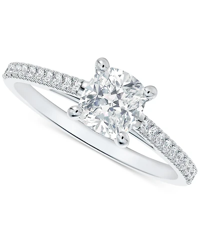 Portfolio by De Beers Forevermark Diamond Cushion-Cut Cathedral Solitaire & Pave Engagement Ring (5/8 ct. t.w.) in 14k White Gold