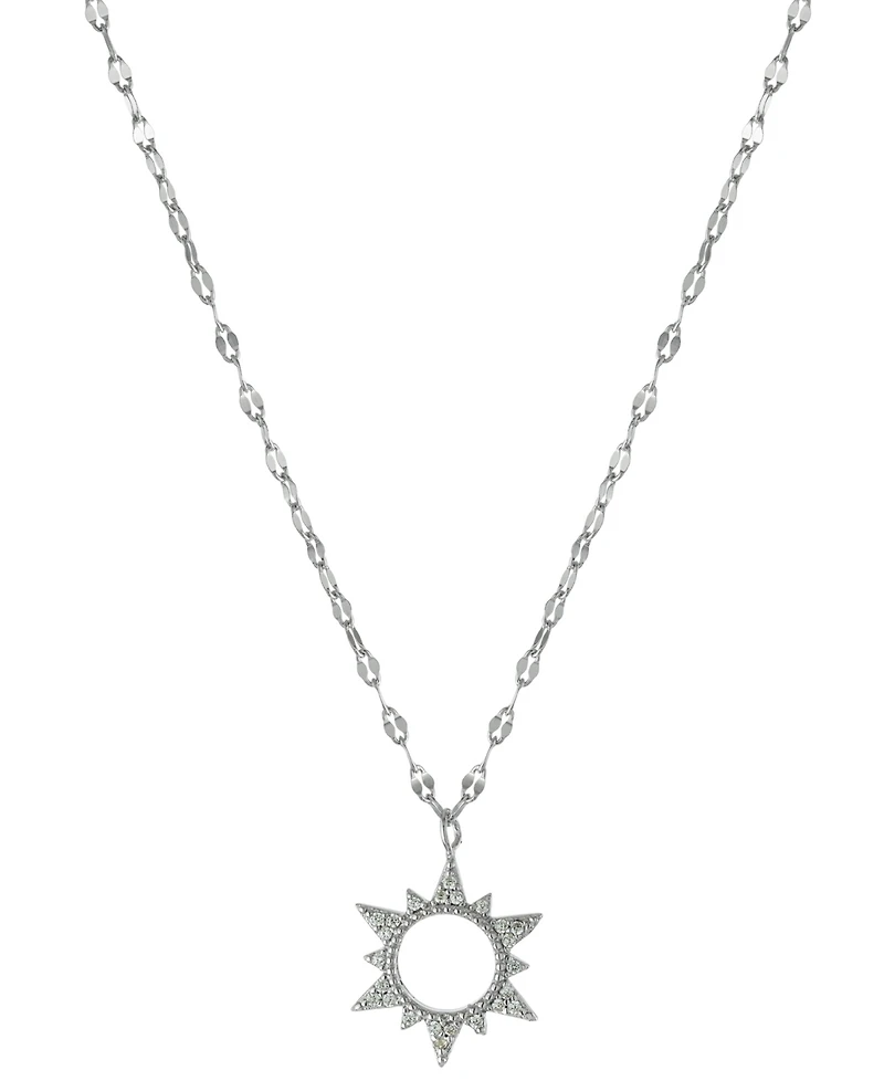 Giani Bernini Cubic Zirconia Sun Pendant Necklace in Sterling Silver, 16" + 2" extender, Created for Macy's