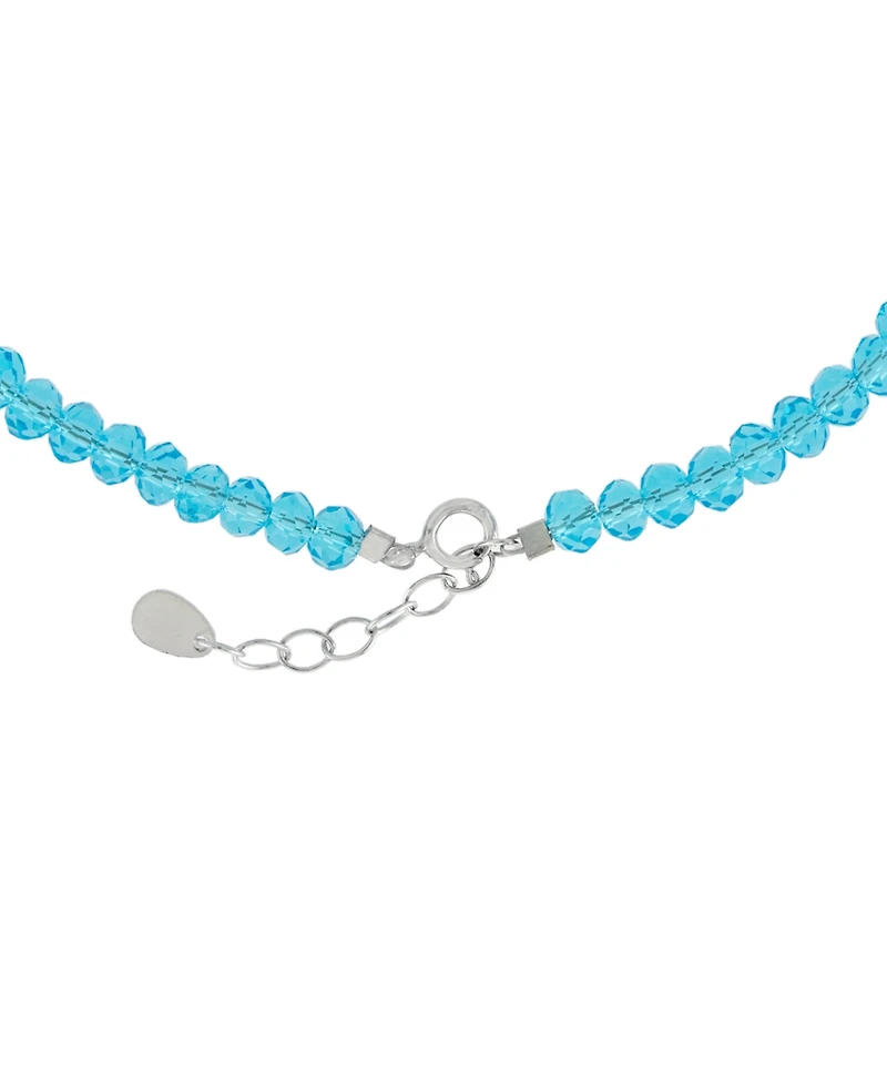 Wave Charm Color Crystal Beaded Ankle Bracelet in Sterling Silver