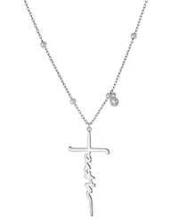 Faith Cross Pendant Necklace in Sterling Silver, 16" + 2" extender