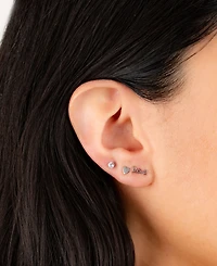 Giani Bernini 3-Pc. Set Cubic Zirconia & Love-Themed Stud Earrings in Sterling Silver, Created for Macy's