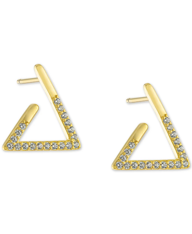 Pave Triangle Stud Earrings in 18k Gold-Plated Sterling Silver