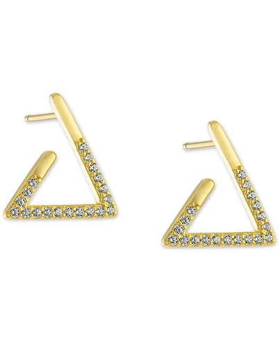 Pave Triangle Stud Earrings in 18k Gold-Plated Sterling Silver