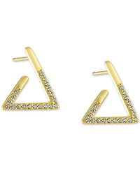 Pave Triangle Stud Earrings in 18k Gold-Plated Sterling Silver