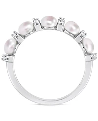 Cultured Freshwater Pearl (3-1/2-4mm) & White Topaz (1/8 ct. t.w.) Ring Sterling Silver