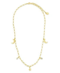 Women's Sparkling Cubic Zirconia Star and Moon Chain Necklace
