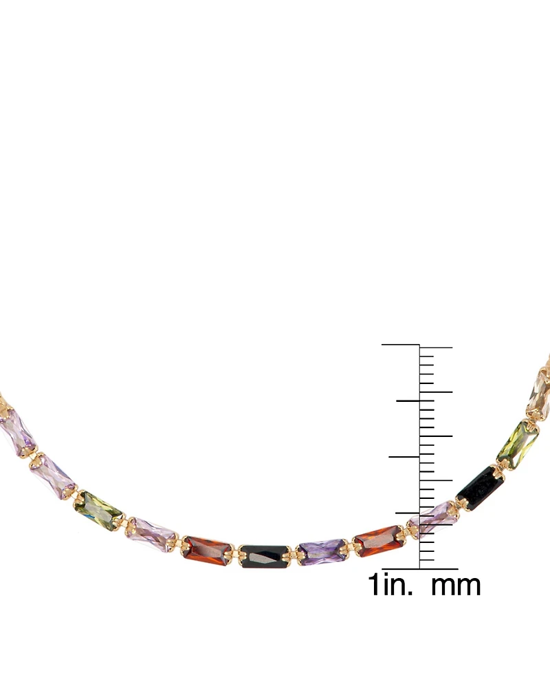 Cubic Zirconia Multi-Color Adjustable Bolo Rose Gold Plate Bracelet