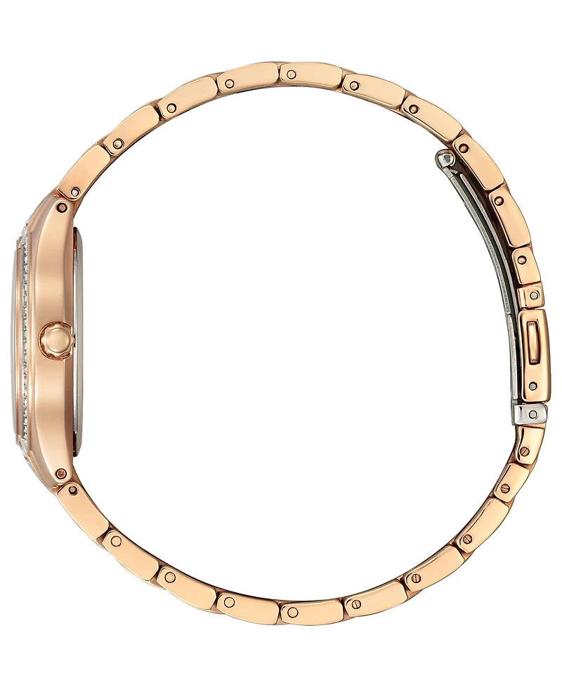 Citizen Eco-Drive Women's Silhouette Crystal Rose Gold-Tone Stainless Steel Bracelet Watch 30mm