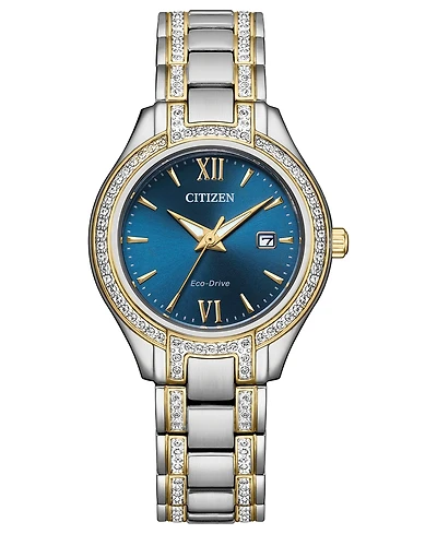 Citizen Eco-Drive Women's Silhouette Crystal Two-Tone Stainless Steel Bracelet Watch 30mm