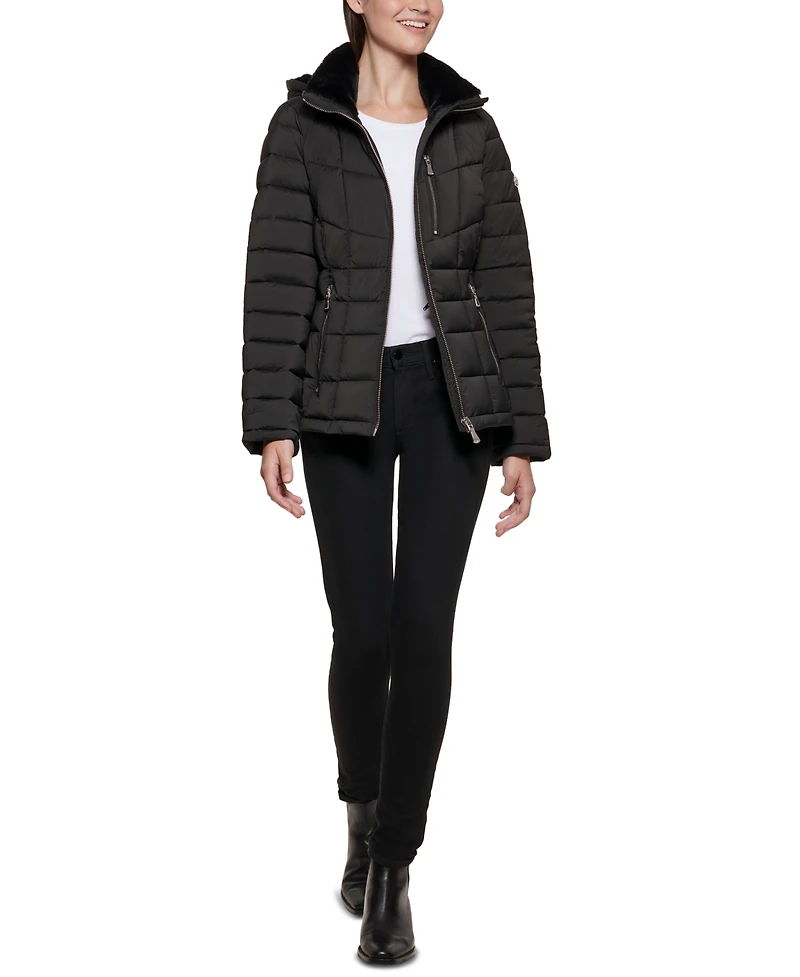 Calvin Klein Women's Faux-Fur-Trim Hooded Puffer Coat, Created for Macy's