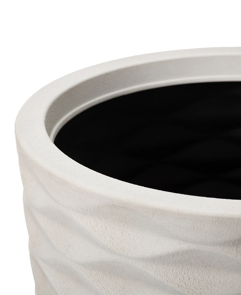 Glitzhome Environmental Oversized Faux Porcelain Tall Round Diamond Pattern Planter, Set of 3