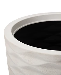 Glitzhome Environmental Oversized Faux Porcelain Tall Round Diamond Pattern Planter, Set of 3