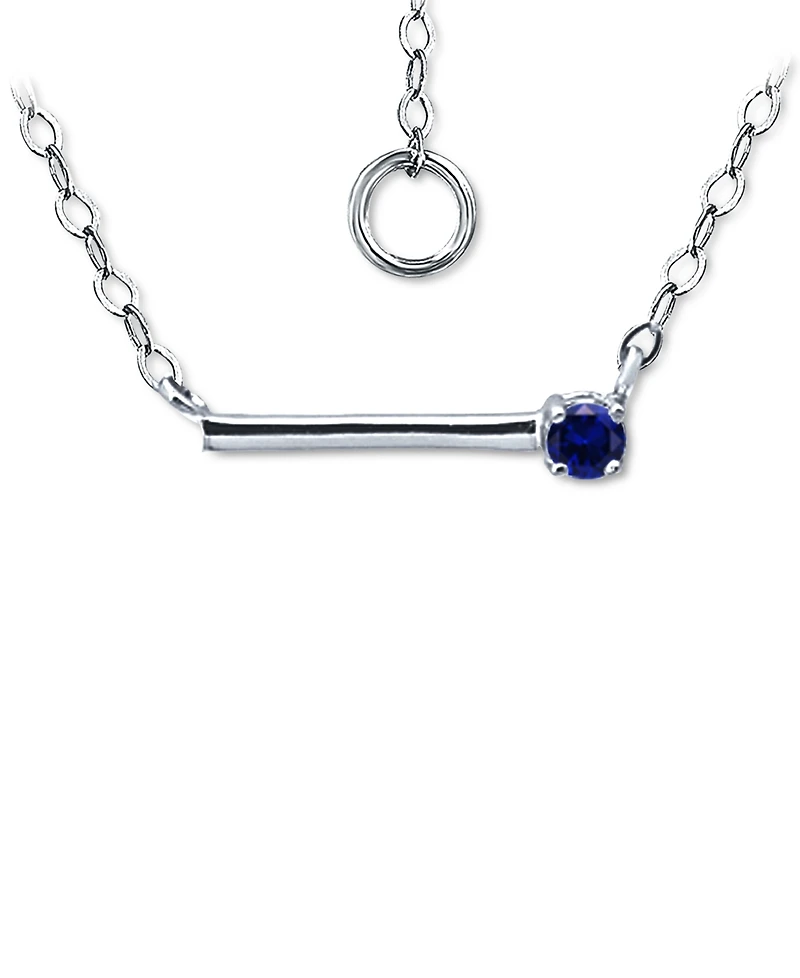 Giani Bernini Imitation Sapphire Polished Bar Necklace, 16" + 2" extender, (Also in Lab-Grown Ruby), Created for Macys