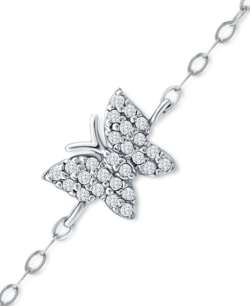 Giani Bernini Cubic Zirconia Butterfly Ankle Bracelet in Sterling Silver, Created for Macys